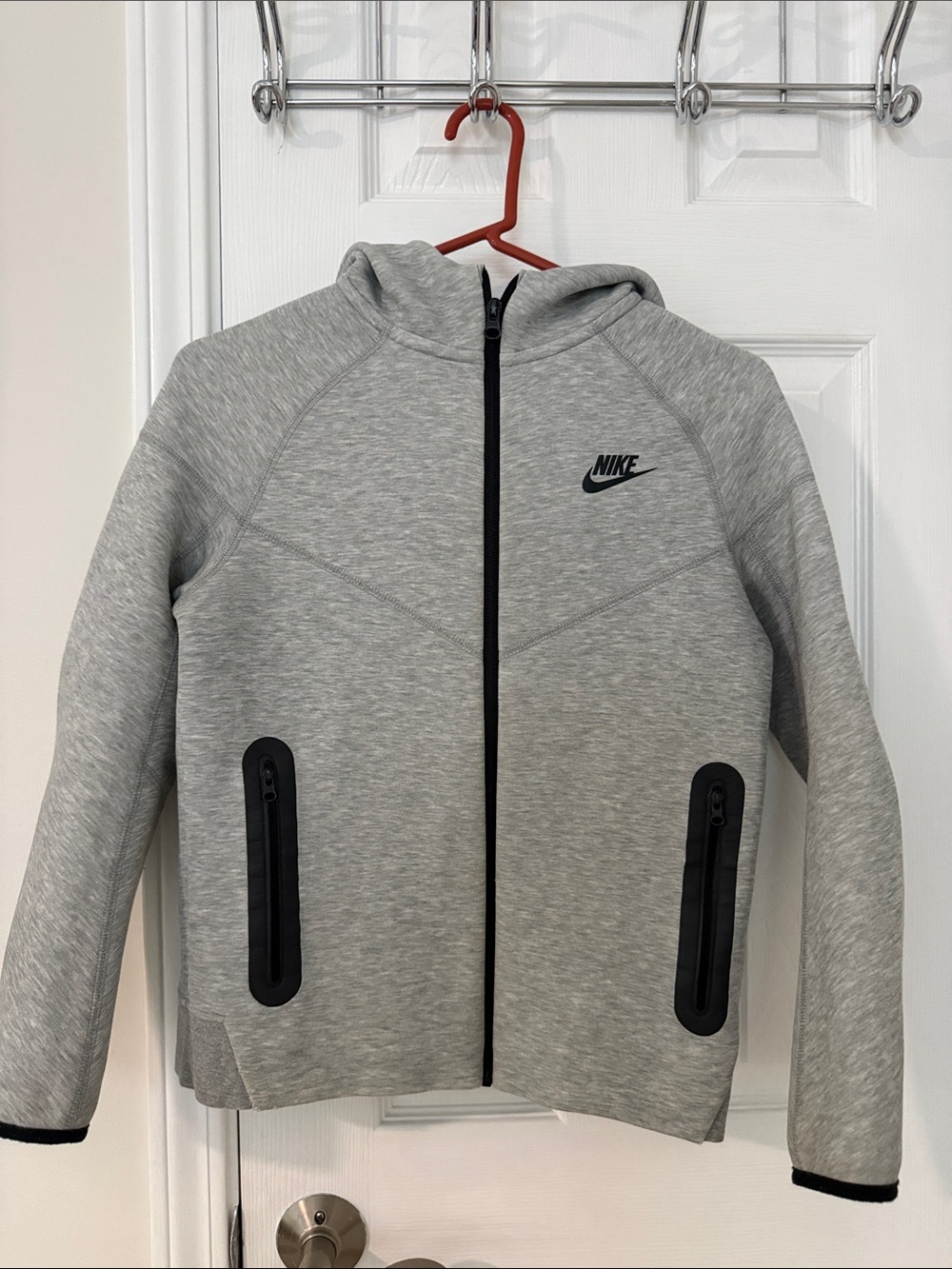 Nike Tech Light Gray Hoodie Jacket with Black Trim